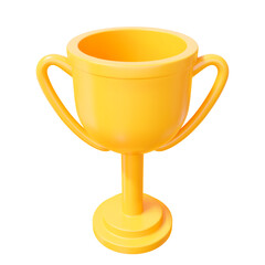 3d yellow trophy cup. Stock vector illustration on isolated background.