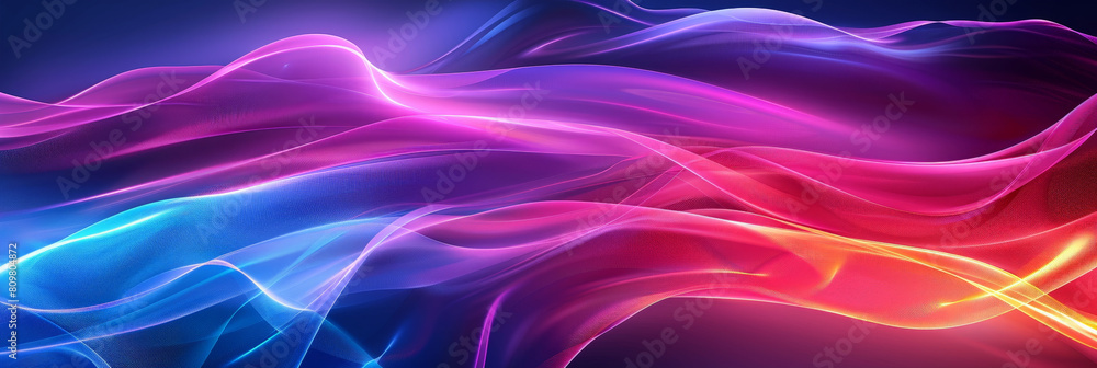 Poster abstract colorful neon light wavy background,3d abstract dots representing digital binary data. conc