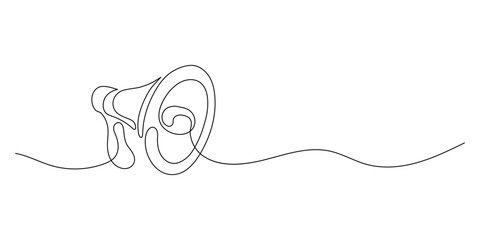 Continuous one line drawing of megaphone speaker for news and messenger promotion Vector Illustration,