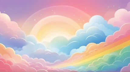 Fototapeta premium Playful Pastel Sky . Kawaii Rainbow Mosaic Suitable for Background