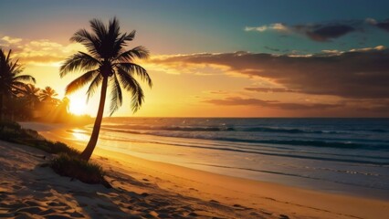 Tropical Beach Hammock Scene Background Suitable for Summer Banner Background