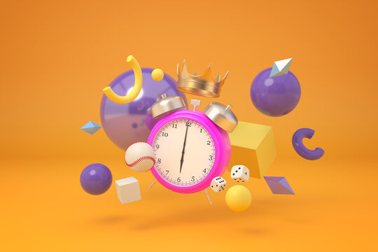 Alarm clock with floating elements around it