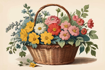 Obraz premium Vector illustration of a flower basket.