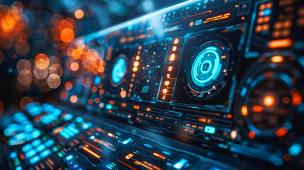 Fototapeta premium Futuristic concept interface. Hologram dashboard panel with digital data chart.