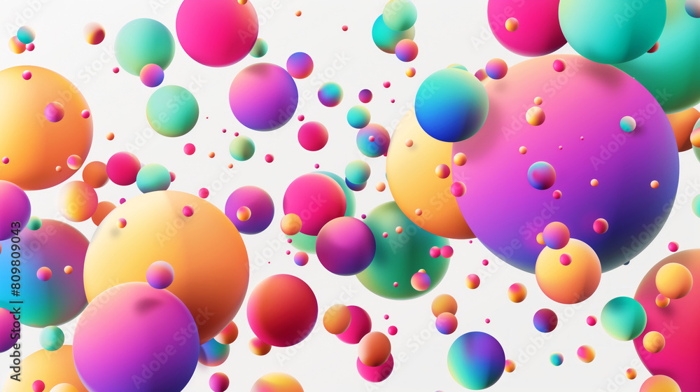 Poster a colorful image of many different colored spheres. abstract composition with colorful random flying