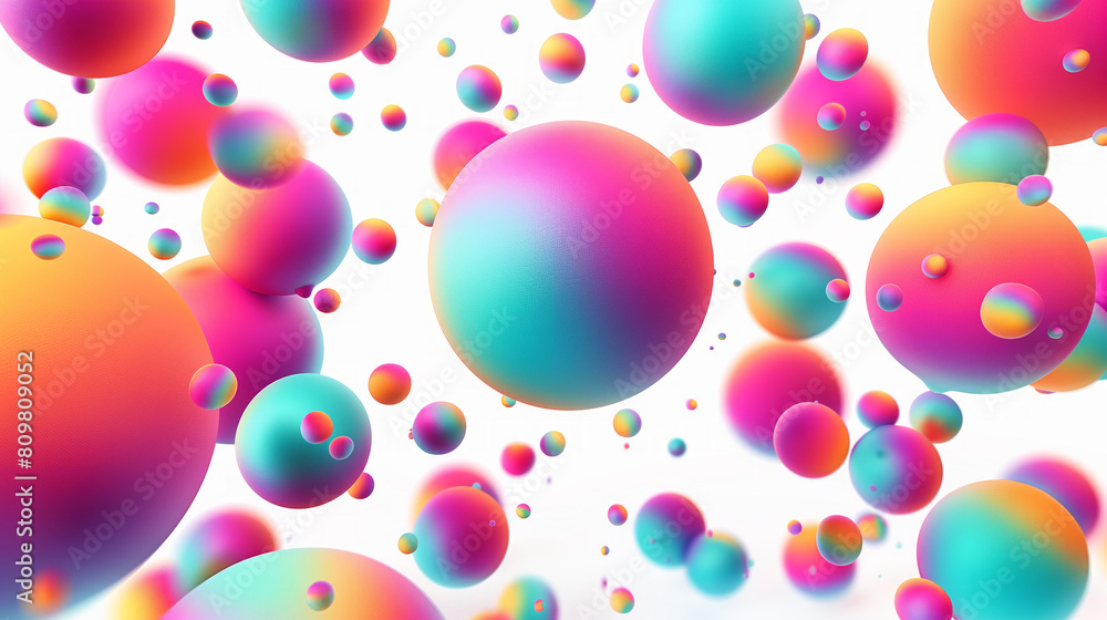Poster a colorful image of many different colored spheres. abstract composition with colorful random flying