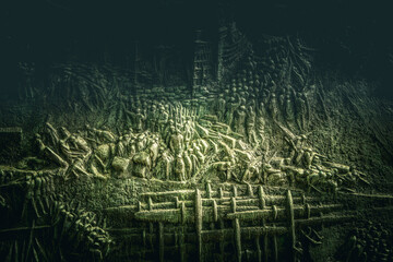 Detailfoto mit Bildverfremdung , Spanienkämpfer-Denkmal von Fritz Cremer,  Volkspark Friedrichshain, Berlin, Deutschland