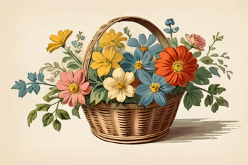 Vector illustration of a flower basket.