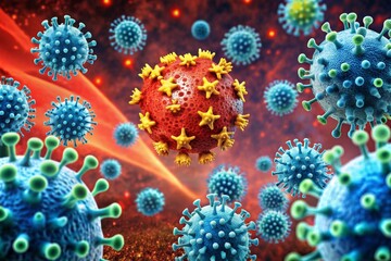 Fototapeta premium Coronavirus disease COVID-19 infection medical illustration. China pathogen respiratory influenza covid virus cells. New official name for Coronavirus