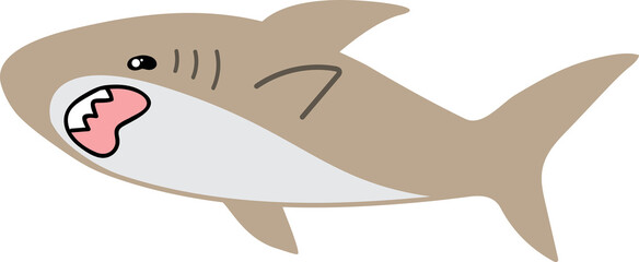 cute shark cartoon art, sea animal