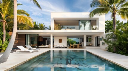 pool, hotel, swimming, water, resort, luxury, holiday, vacation, palm, summer, house