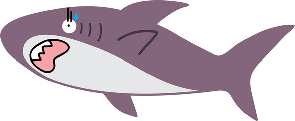 cute shark cartoon art, sea animal