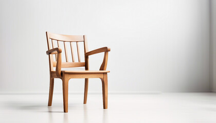 wooden chair, isolated white background, copy space for text
