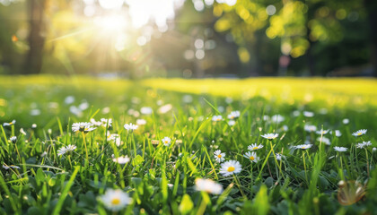 Fototapeta premium spring meadow with dandelions