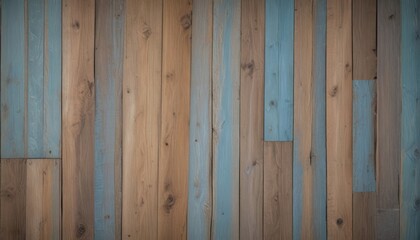 Pale faded brown and cool blue reclaimed wood surface with aged boards lined up. Wooden planks on a wall or floor with grain and texture