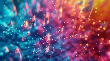 Colorful background with musical notes