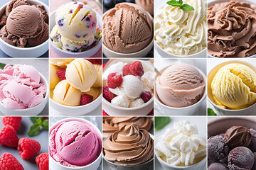 Assorted Ice Cream Flavor Collage