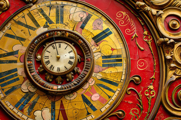 Obraz premium Time Concept Art, Old Clock Work Wallpaper, Geometrical Background Illustration