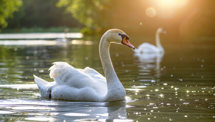 Fototapeta premium swan on the lake