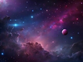 Cosmos background with realistic stardust, nebula, moon and shining stars. Colorful galaxy...