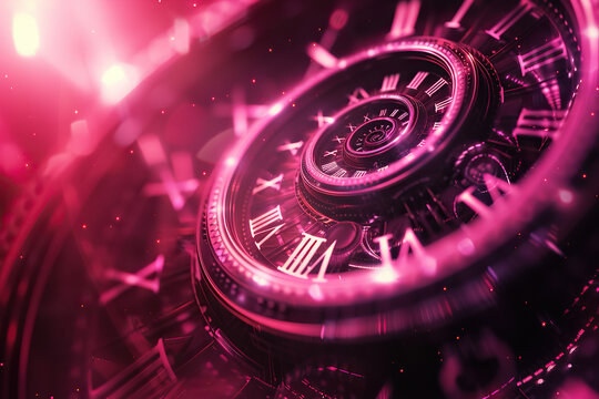 Time Concept Art, Fractal Clock Work Wallpaper, Geometrical Background Illustration