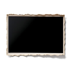Black paper framed text torn in the shape of a rectangle Blank old paper template
