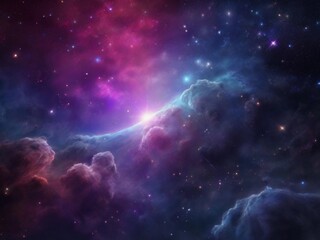 Fototapeta premium Cosmos background with realistic stardust, nebula, moon and shining stars. Colorful galaxy backdrop. Space vector illustration. Starry night, infinite universe, milky way bacground illustration