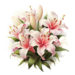 Fototapeta premium lily, plants, leaves and flowers. Vector illustrations of beautiful realistic flowers for background, pattern or wedding invitations