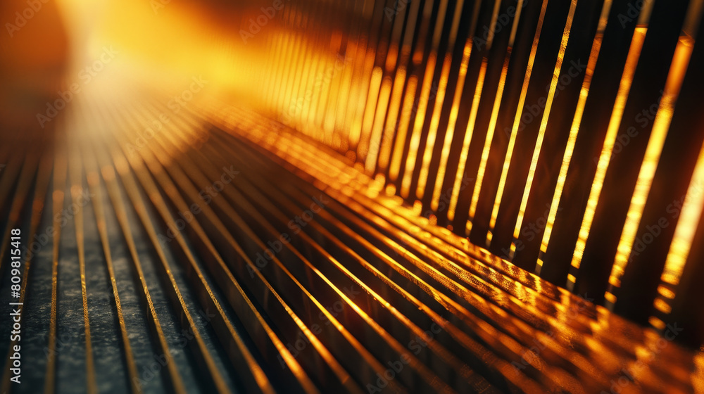 Aufkleber abstract art with thin gold lines on black background in orderly pattern.