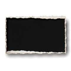 Black paper framed text torn in the shape of a rectangle Blank old paper template
