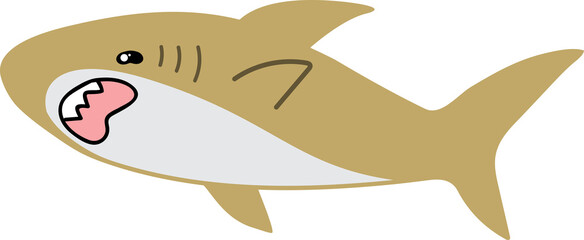 cute shark cartoon art, sea animal