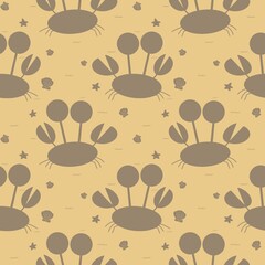 Gray Cartoon Crabs On Sandy Beach Pattern