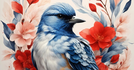 Elegant beautiful watercolor bird background for art design