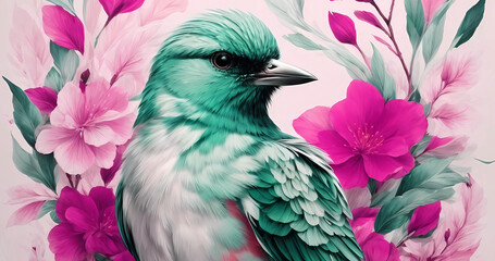 Elegant beautiful watercolor bird background for art design