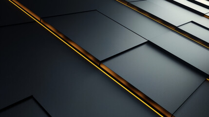 Sophisticated abstract with gold strip lines on black, creating a minimalist aesthetic.