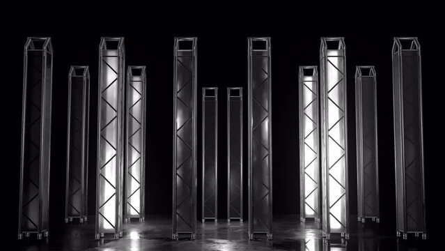 Kinetic LED Glass Truss Columns VJ Loop
