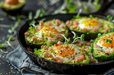 Baked Avocado Eggs with Ham