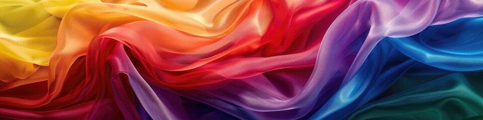 An expansive flow of rainbow colors cascades across this fabric