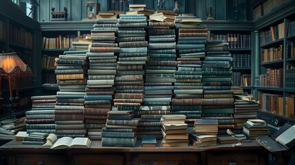 A pile of textbooks stacked on a desk, each one filled with knowledge waiting to be explored