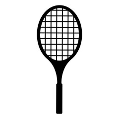 
Illustration depicting a black tennis racket icon on a white background