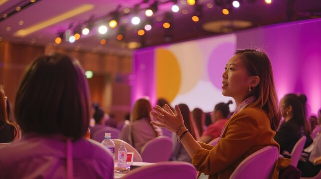 seminar attendees in conference hall and applauding