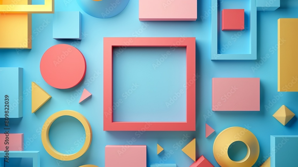 Poster geometric shapes forming a frame around a blank space for a symbol or text.