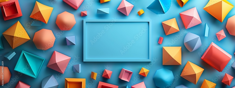 Poster geometric shapes forming a frame around a blank space for a symbol or text.