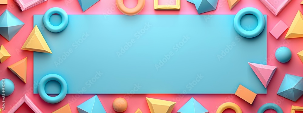 Poster geometric shapes forming a frame around a blank space for a symbol or text.