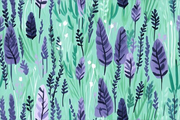 Field of watercolor lavender, with strokes of purple and green, in a calming, seamless floral pattern.