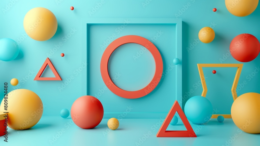 Poster geometric shapes forming a frame around a blank space for a symbol or text.