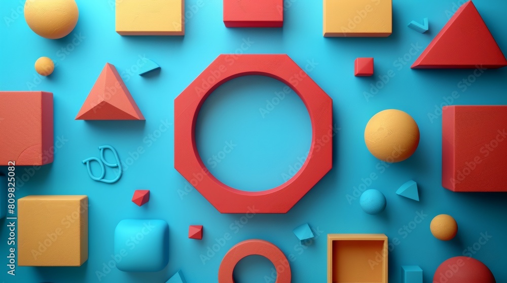 Poster geometric shapes forming a frame around a blank space for a symbol or text.