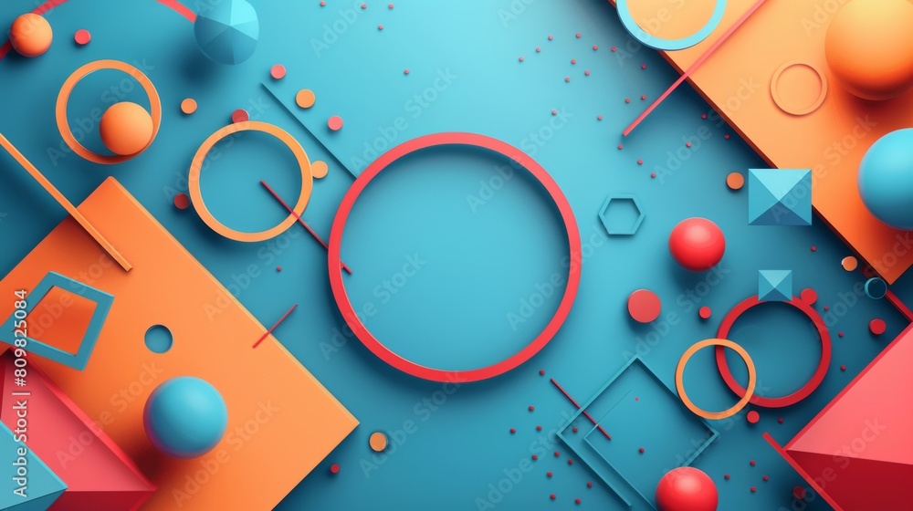 Poster geometric shapes forming a frame around a blank space for a symbol or text.