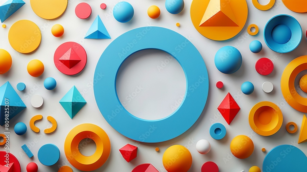 Poster geometric shapes forming a frame around a blank space for a symbol or text.