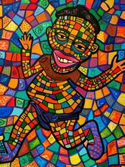 Obraz premium African Young Woman Dancing in Vibrant Colorful Oil Painting